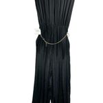 ZARA NWT Black Satin Wide Leg Jumpsuit Sz Medium Gold Chain Belt Photo 2