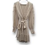 Ulla Johnson Amal Ivory Silky Ruffle Long Sleeve Wrap Top Boho Mini Dress Sz 8 Photo 2