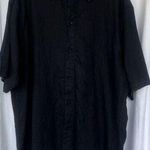 DRILL 100% Linen Button Down Shirt Black Short Sleeve XL Lightweight Lagenlook Photo 0