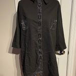 Club Donna Dress Shirt Unisex Button-Front Oversized Embellished Crystal Rhinestone Beads Tunic Camisole Whimsygoth Coastal Western Bling Bling 3/4 sleeves Shiny Photo 2