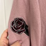 Empyre Small Mauve Pink Rose Embroidered Too Bad Hoodie Sweatshirt with Pocket Photo 5