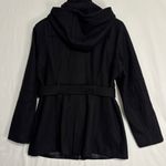 Apt. 9  Wool Coat Womens L Hooded Black Belt Zipper/Snap Closure Office Industrial Photo 4