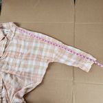 American Eagle Linen Blend Plaid Shirt Oversized Loose Fit AEO Top Sz S Photo 7