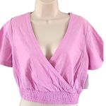 Abound  Women's Crop Top Purple Violet Cap Sleeve Surplice size small Photo 3