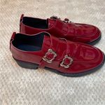 Shiny Red Double Buckle Loafers. Size 9 Photo 5