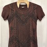 Magic Dress One Size Burgundy Embroidered Short Sleeve Maxi Adjustable Waist Tie Photo 1