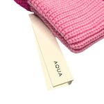 AQUA  Bloomingdale's Color Block Acrylic Knit Foldover Check Beanie Pink Hat Cap Photo 1