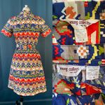 Vintage 70s Norwegian Printed Poplin Shirt Skirt Set Multiple Size XS Photo 1
