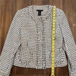 Apostrophe  Women’s Tweed Blazer Jacket Knit Preppy Fringe Petite Size 10P Zip Photo 2
