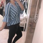 Late August  size medium blue & white striped top Photo 1