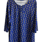 Blair Blue and Yellow Sunflower Knit Top Size 2XL Photo 0