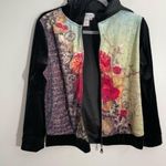 Coldwater Creek floral velvet zip up hoodie Size XS Photo 2