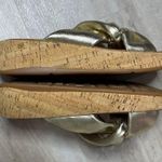 FitFlop F-MODE Metallic Leather-Twist Flatform Slides (Cork Wrap) in Gold Size 7 Photo 5