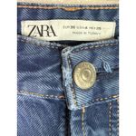 ZARA Straight Wide Leg High Rise Extra Long Casual Denim Jean 4 Dark Blue Wash Photo 6