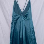 Lulus  Sleek Sweetheart Teal Green Satin Surplice Mini Dress size XL Photo 7