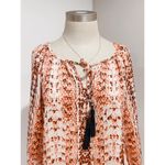 Dana Buchman Women's Abstract Snake Skin Print Roll Tab long Sleeve Blouse Size M Photo 5