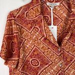 Rose + Olive NWT Printed V-Neck Cropped Buttondown Shirt Size Small S NEW Photo 1