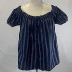 Sweet Wanderer On Off Shoulder Striped Blouse Top Navy Blue Size L NWT Photo 0