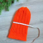 Handmade  Orange Coral Knit Winter Beanie Hat Photo 2