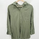 Aerie Shirt Women XS Green Collared Long Sleeve Button Front Cotton Blend Photo 8