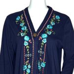Coldwater Creek Sweater Women Small Navy Blue Embroider Floral Cardigan Bohemian Photo 4