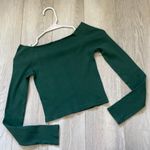 Brandy Melville Ribbed Off the Shoulder Long Sleeve Shirt Green (One Size) crop Photo 2