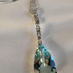 NWT NATURAL 3.73CT TEARDROP AQUAMARINE 18K WHITE GOLD DIAMONDS NECKLACE Photo 2