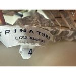 Trina Turk  dress 4 baby doll gray star metallic cap sleeve tie front Short Y2k Photo 2