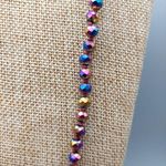 Brand New Agata Beaded Pendant Necklace Pink Purple Iridescent Oval Stone 17" Photo 8