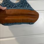 Anabaglish cotton woven macrame bag purse wood knit in blue no strap Photo 2