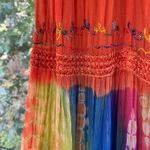 Raiment Women's Vintage Orange Rainbow Pleated Maxi Skirt Size 30" Waist Size M Photo 3