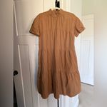Everlane  Tiered Midi Brown Short Sleeve Dress mock neck Photo 2