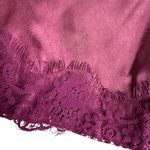 ASOS  Plum Burgundy Satin Lace Trim Pleated Cold Shoulder Maxi Dress Size 4 Photo 4