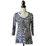 Cynthia Rowley  Women’s Leopard Print 3/4 Sleeve Tunic Blouse Multicolor XS Photo 1