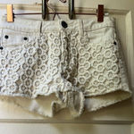 Mossimo High Rise Denim Shorts S Flower Crochet Festival Bohemian Hippie 70s Photo 0