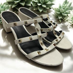 Rebecca Minkoff  White Leather Iron Studded Slide Heeled Sandal‎ - SZ 8.5 Photo 0