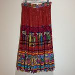 Vintage Lotus Tiered Ribbon Maxi Skirt Floral Boho Festival Peasant Patchwork Pink Size L Photo 7