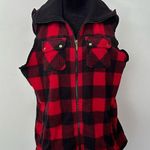 CHAPS  Women Vest Winter large Red Zip Up Buffalo Plaid Pockets Ladies Photo 0