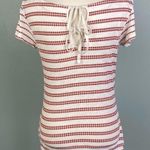Pilcro and the Letterpress PILCRO red and white striped t-shirt with 2,back keyholes with ties. Small. EUC Photo 6