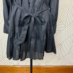 Eloquii Puff Sleeve Scoop Neck Tie Waist Dress Black Size 14 Photo 3