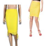Material Girl Yellow Ruched Mesh Adjustable Pencil Skirt NWT XXS Photo 1