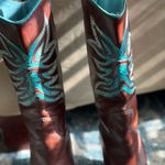 Para Raio Western Barn Hard To Find Brown,Teal Snake Skin Cowboy Boots, Size 7 Brown Photo 2