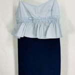 ZARA Trafaluc Romper Dress Sz XS Blue Peplum Photo 5
