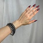 Source Unknown Silver Tone Chain Link Bracelet Black Braided Faux Leather Toggle Clasp NWOT Photo 11