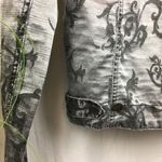 Chico's Chico’s Gray Silver Fleur De Lis Cropped Cotton Long Sleeve Jacket S Photo 4