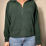 Aerie  Green Quarterzip Cropped Sweatshirt Size XXS NWT Photo 0
