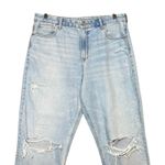 American‎ Eagle Curvy Mom Jeans Light Wash Distressed Ripped Denim Size 14 Blue Photo 1