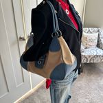 Prada Canapa canvas/leather blue moon and cream shoulder bag Photo 1