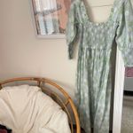 Ganni Shirred Smocked Floral Cotton Silk Puff Sleeve Maxi Dress EU 42 US XL Photo 6