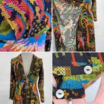 Farm Rio Dress Macaw Island Tropical Cross Stitch Print Long Sleeve Flowy Maxi S Photo 5